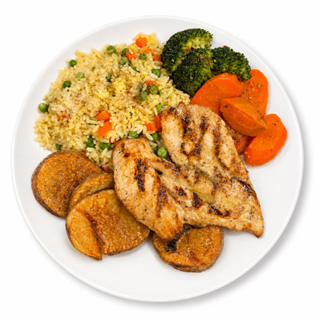Chicken breast dinner plate from Gina's Grill and Takeout